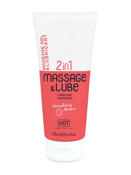 HOT 2in1 Strawberry Aroma: Massage- und Gleitgel (200ml)
