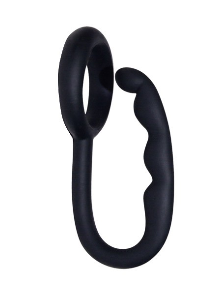 Mr.Hook: Penisring mit Perineum-Stimulator, schwarz
