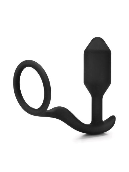 B-Vibe Snug & Tug: Silikon-Analplug mit Penisring (128g), schwarz