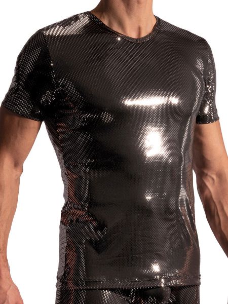 MANSTORE M2228: V-Neck-Shirt, schwarz/silber