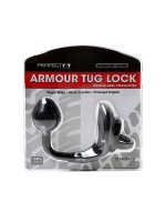 Perfect Fit Armour Tug Lock: Penisring mit Analplug, schwarz