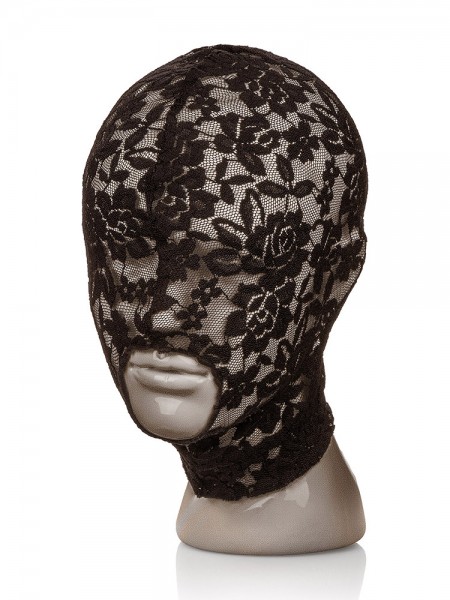 Scandal Lace Hood: Spitzen-Kopfmaske, schwarz