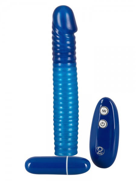 Vibrating Sleeve: Vibro-Penishülle mit Fernbedienung, blau