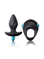 Rocks-Off Ibex Men-X Vibro-Butt Plug + Vibro-Penisring, schwarz/blau