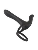 Black Velvets Couples Vibrator: Penisring mit Vibratoraufsatz, schwarz