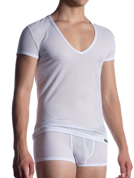 MANSTORE M2051: V-Neck-Shirt, weiß