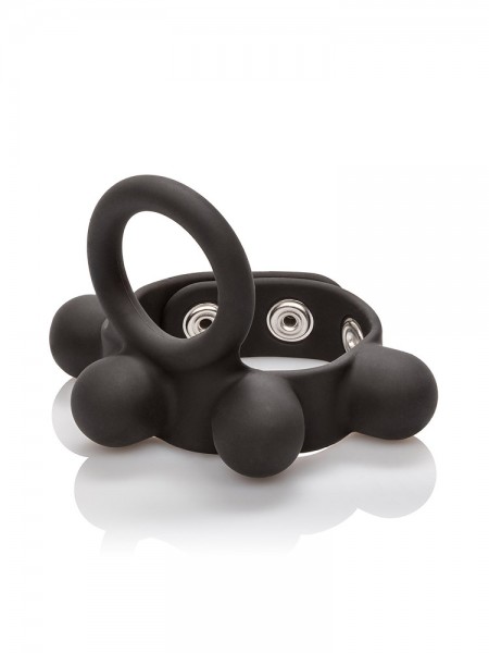 Medium Weighted C-Ring Ball Stretcher: Penisring mit Hodenstretcher, schwarz