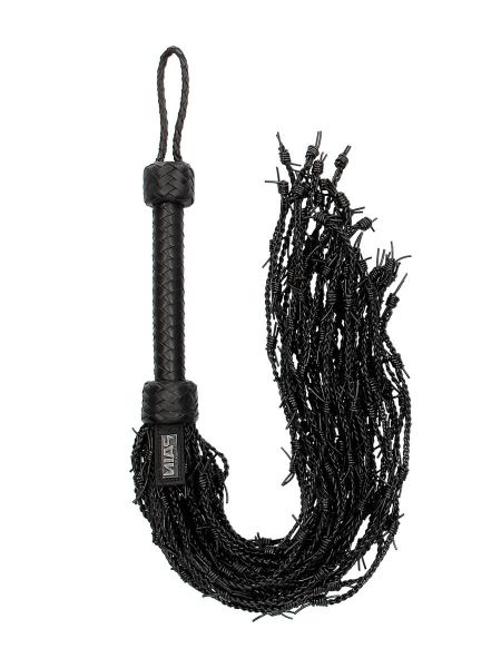 Ouch! Pain Leather Barbed Wire Flogger: Leder-Peitsche, schwarz