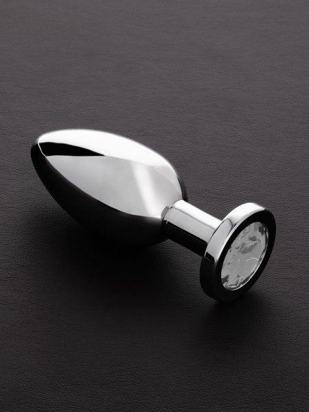 Triune Jeweled Butt Plug Zircon: Edelstahl-Analplug mit Kristall, transparent