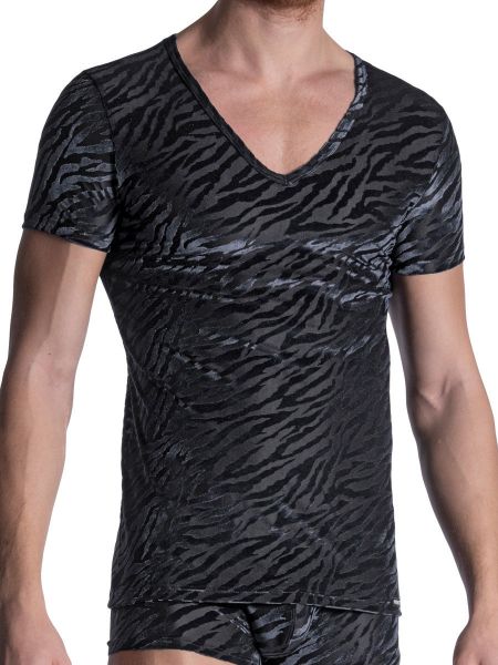 MANSTORE M2102: V-Neck-Shirt, schwarz