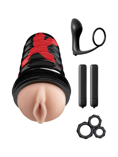 PDX Elite Ass Gasm Vibrating Kit: Masturbator, schwarz/haut