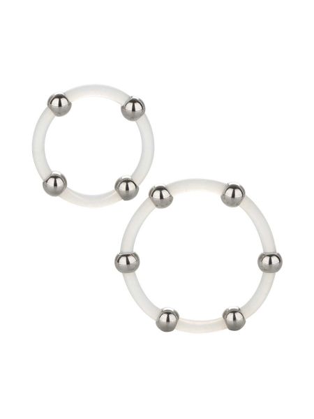 Steel Beaded Silicone Ring Set Large: Penisring 2er Set, transparent
