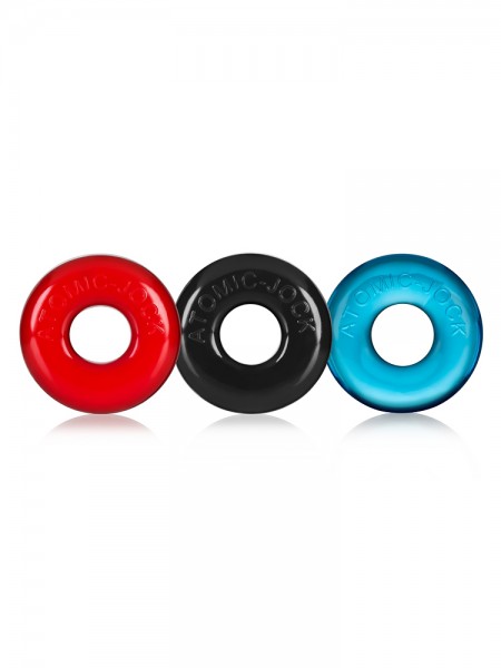Ringer Cock Ring: Penisringe-Set, schwarz/rot/blau