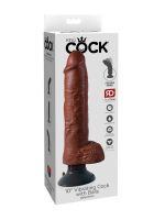 King Cock 10'' Vibrating Cock with Balls: Vibrator, hautfarben dunkel