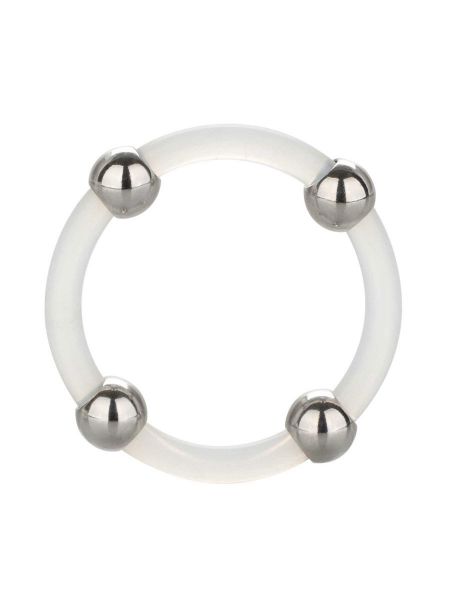 Steel Beaded Silicone Ring Large: Penisring, transparent