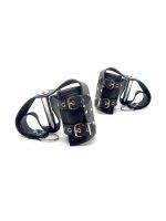 Black Label Deluxe Suspension Handcuffs: Leder-Hängefesseln, schwarz/silber