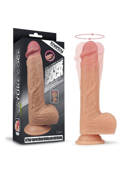 LOVE TOY Nature Cock 8,5“ dual-layered: Rotierender Vibrator, haut
