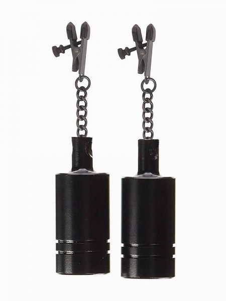 Black Label Coated Metal Tingling Nipple Clamps: Nippelklemmen mit Gewichten, schwarz