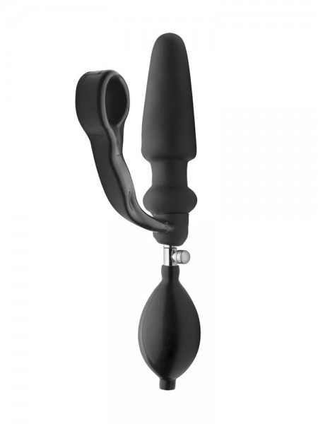 Master Series Exxpander Inflatable Plug and Cockring: Analplug mit Pumpe und Penisring, schwarz