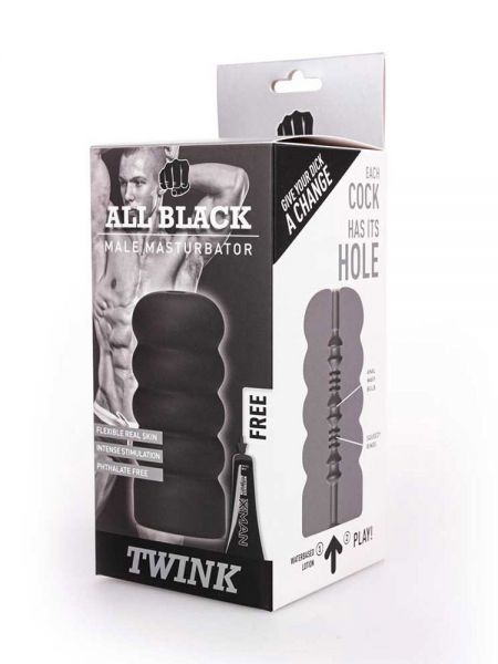 All Black Real Skin Touch Twink: Masturbator, schwarz