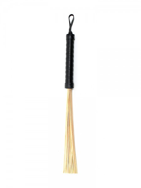 Rotan Flogger: Bambus-Peitsche mit Ledergriff, schwarz/bambus