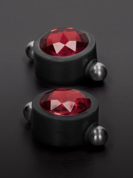 Triune Magnetic Nipple Pinchers with Swarovski: Edelstahl-Magnet-Nippelclips mit Kristall, rot