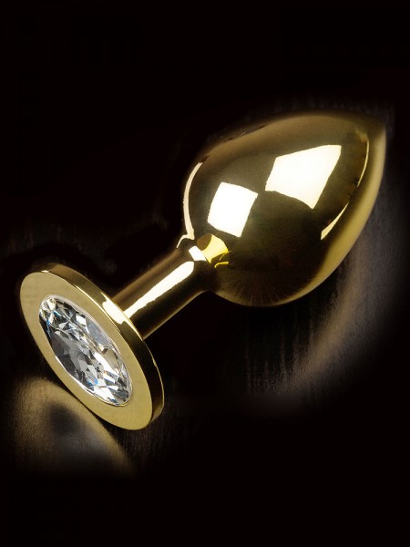 Dolce Piccante Jewellery Large: Edelstahl-Analplug, gold/klar